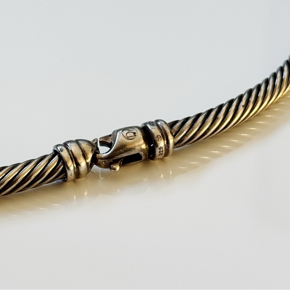 David Yurman Two Tone 925 14k Gold Ruby Cable Link Choker Necklace - Picture 7 of 13